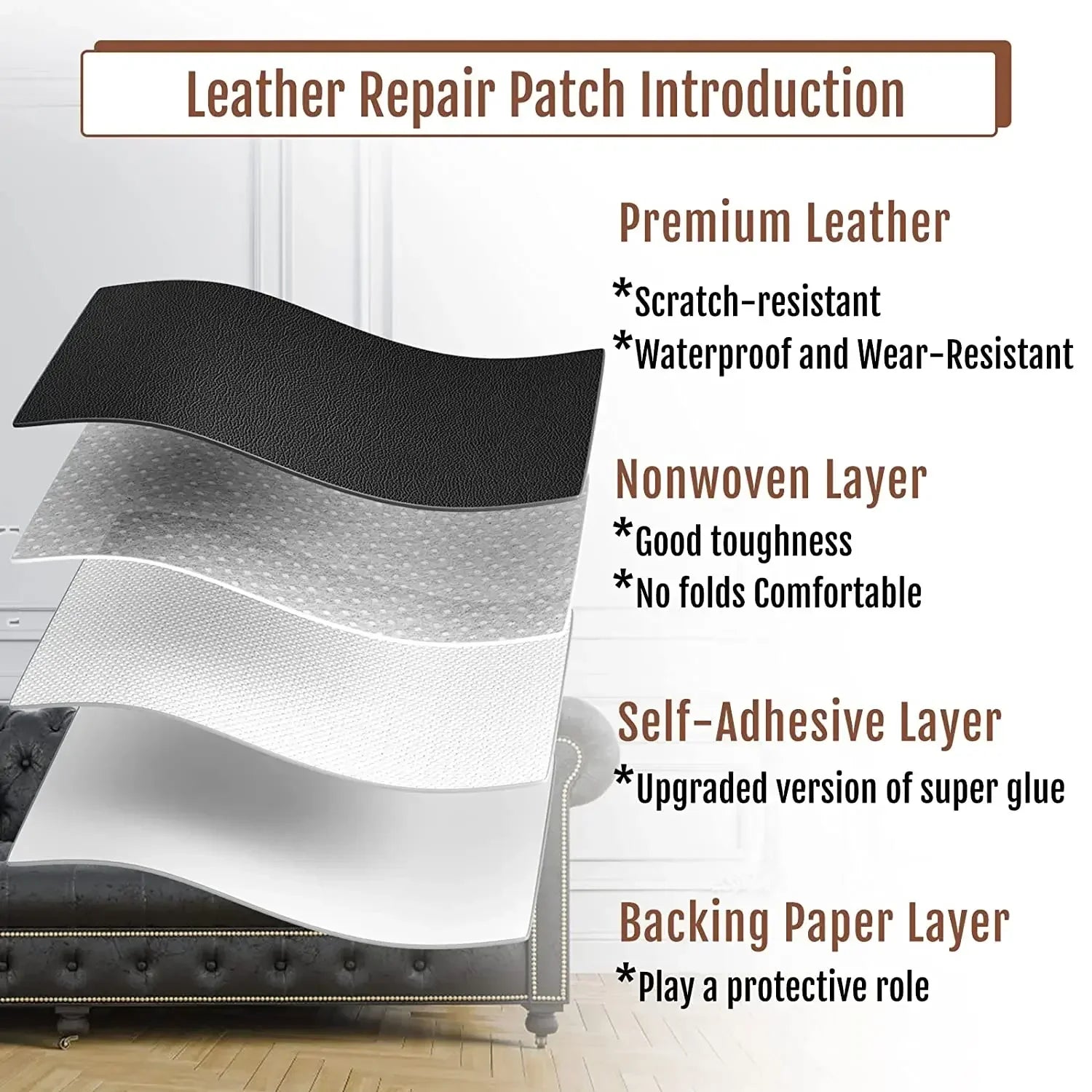 200x137cm Self-adhesive Leather Repair Patch Hole Patch Sticker for Sofa Table Chair Bag Shoes Bed Automotive Interio